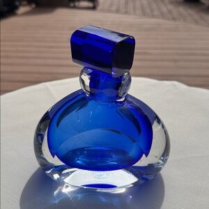 Badash Crystal Cobalt Blue Art Glass Perfume Bottle Decanter Handmade
